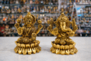 Brass Laxmi Ganesh Idol | Hindu God Statue for Home Temple, Office & Pooja