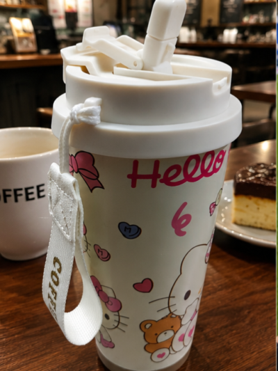 Double Coffee Cup 316 Stainless Steel Thermos Cup (Off White)