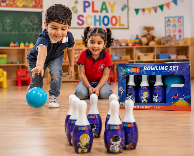 KATS Skittles 6-Pin Bowling Game Set for Kids – Indoor & Outdoor Bowling Toy with Ball | Large Bowling Pins | Age 3+ - Image 3