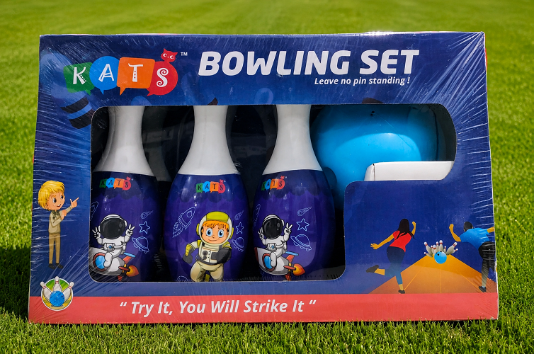 KATS Skittles 6-Pin Bowling Game Set for Kids – Indoor & Outdoor Bowling Toy with Ball | Large Bowling Pins | Age 3+